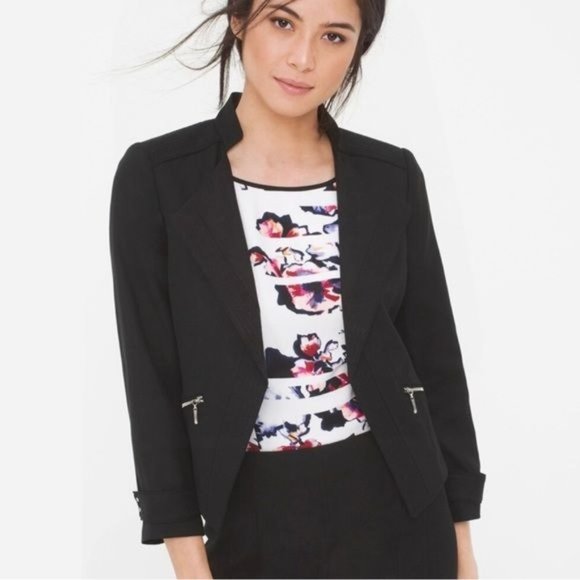 White House Black Market Cropped Linen Blazer Jacket 8 Medium - Picture 2 of 11